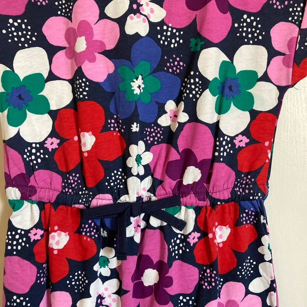 🌞Gymboree New Navy Multicolor Floral Cuffed Cap Sleeve Dress - Picture 4 of 6